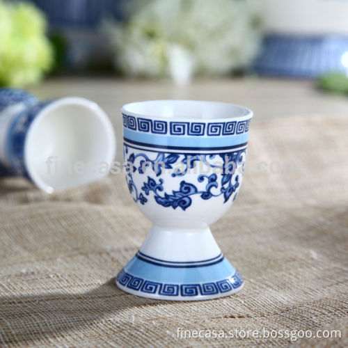Elegant New Bone China Blue and White Ceramic Chicken Egg Holder